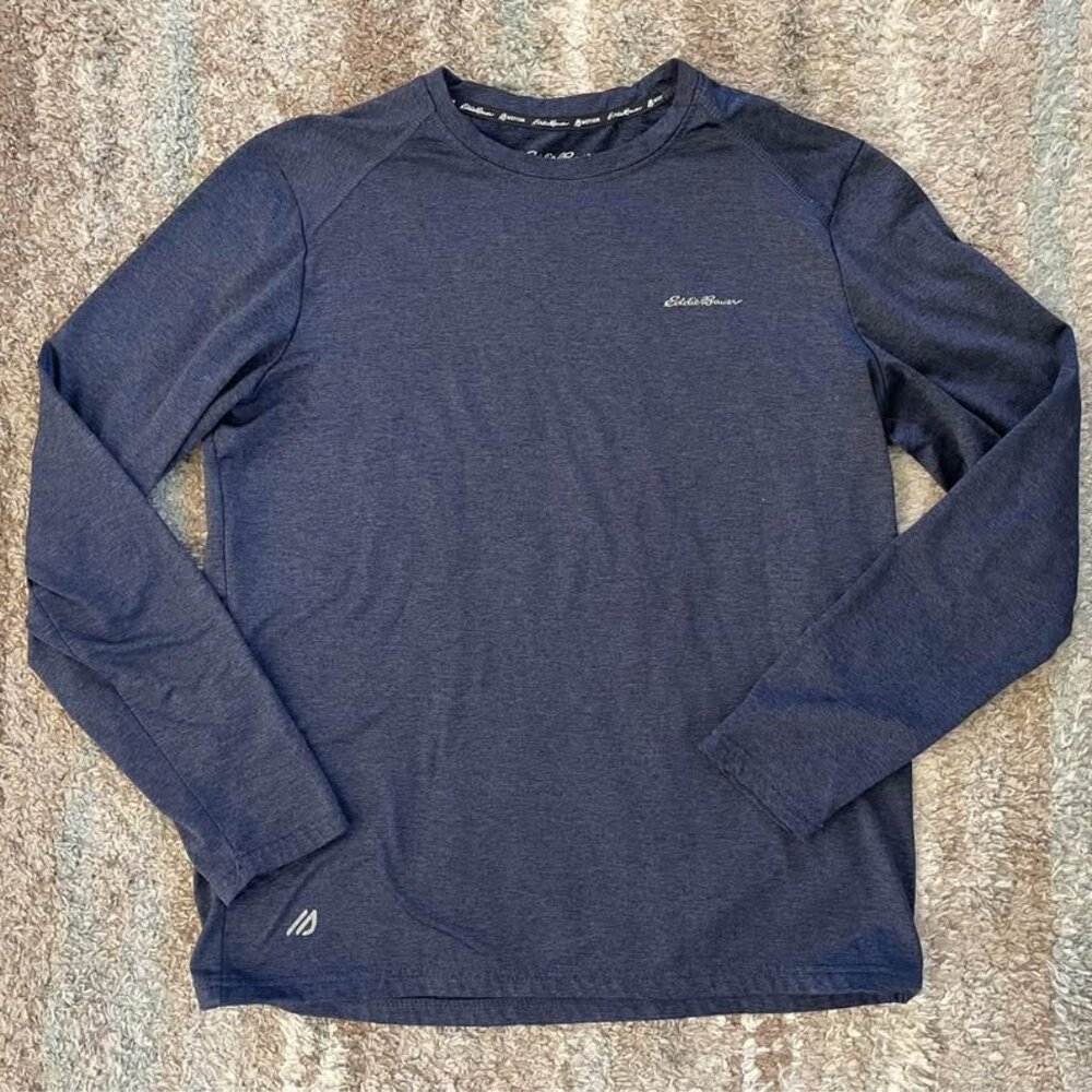 Eddie Bauer Men’s Medium Navy Blue Freedry Motion Long Sleeve Shirt